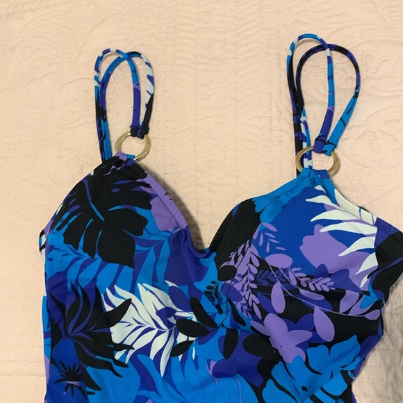 Maxine of Hollywood size 14 FLORAL slimming skirted swimsuit maillot dress EUC - Picture 8 of 10